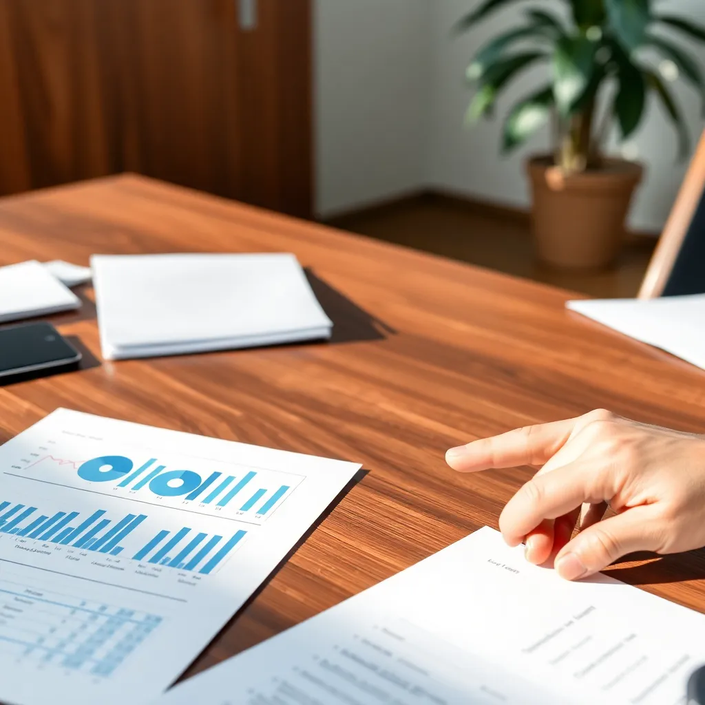 Zakelijk rapport met grafieken en analyses op bureau