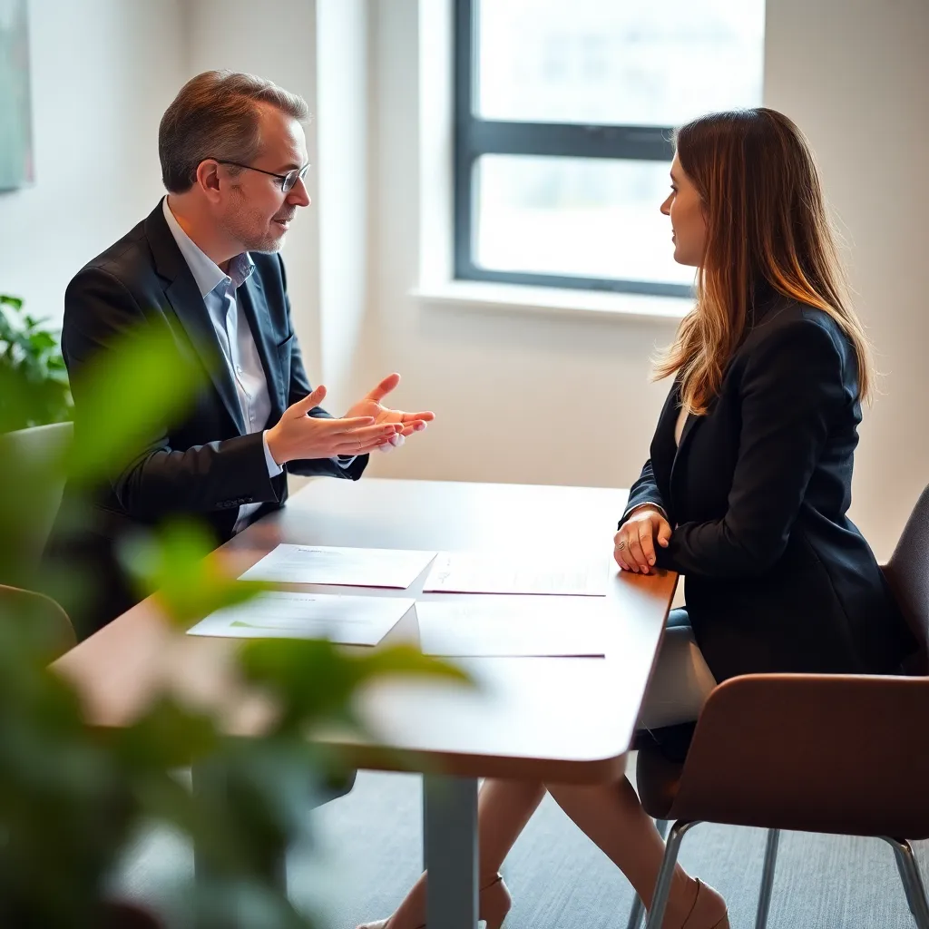 Communicatie expert die one-on-one training geeft aan een zakenvrouw