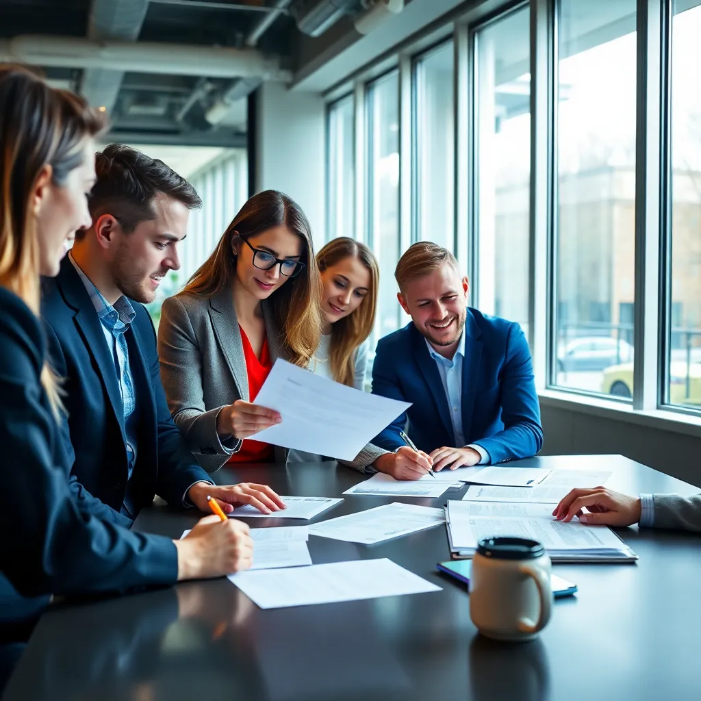 Zakelijke professionals bespreken e-mail etiquette tijdens vergadering